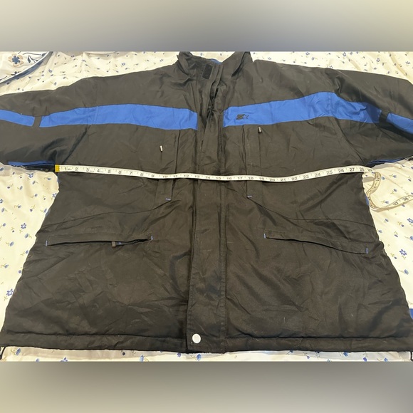 STARTER VTG Y2K Men’s Sz: XL Down Jacket Heavy Duty Ski Winter Black & Blue. - Picture 3 of 16